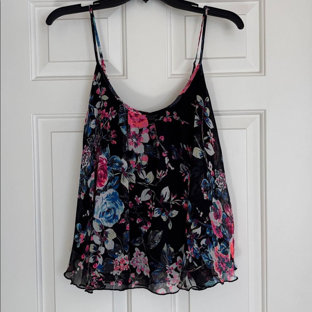 Express Black and Pink Floral Camisole